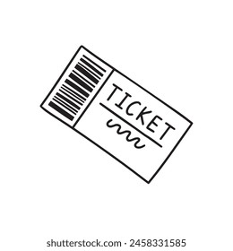 Doodle single hand drawn ticket. Isolated drawing clipart on a white background. Vector illustration