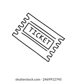 Doodle single hand drawn ticket. Isolated drawing clipart on a white background. Vector illustration