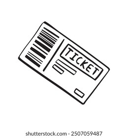 Doodle single hand drawn ticket. Isolated drawing clipart on a white background. Vector illustration