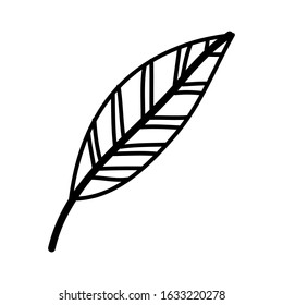 Doodle single leaf element for decoration patterns, wrapping paper, wallpaper, cards, invitations, packing boxes. Vector stock illustration.