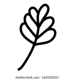 Doodle single leaf element for decoration patterns, wrapping paper, wallpaper, cards, invitations, packing boxes. Vector stock illustration.