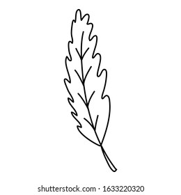 Doodle single leaf element for decoration patterns, wrapping paper, wallpaper, cards, invitations, packing boxes. Vector stock illustration.