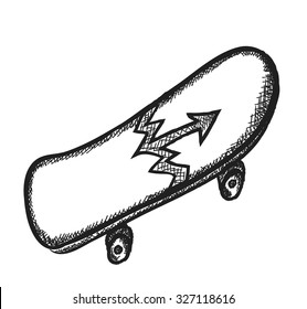 doodle skateboard, vector