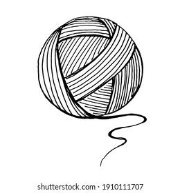 Doodle a skein of thread on a white background.Vector tangle can be used for designs of women's magazines,textiles, packaging, postcards.