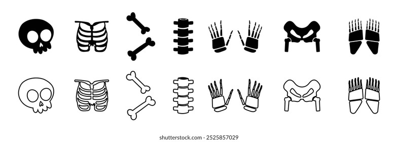 doodle skeleton hand drawing icon bones orthopedics scary halloween