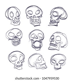 doodle skeleton, vector sketch
