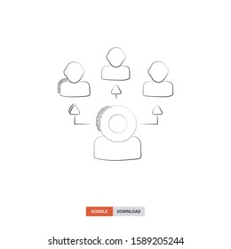 Doodle sketch of administration concept on white background. administration doodle art. Cartoon vector illustration. Isolated sketch line art. Icon in hand drawing design style.