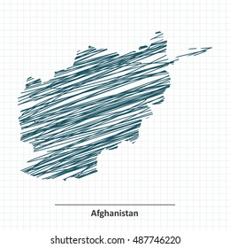Doodle sketch of Afghanistan map - vector illustration