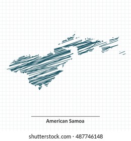 Doodle sketch of American Samoa map - vector illustration