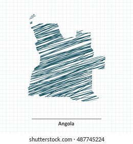 Doodle sketch of Angola map - vector illustration