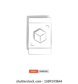 Doodle sketch of ar presentation concept on white background. ar presentation doodle art. Cartoon vector illustration. Isolated sketch line art. Icon in hand drawing design style.