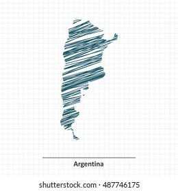 Doodle sketch of Argentina map - vector illustration