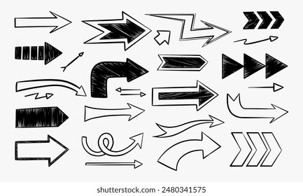Doodle Skizze Pfeile Hand gezeichnet mit weißen Kreiden auf Tafel Hintergrund