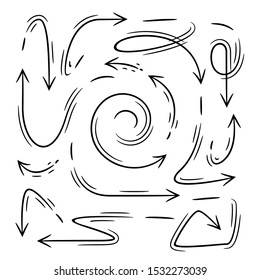 doodle sketch arrows set comic style