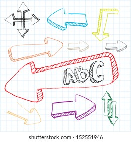 Doodle sketch arrows set for creative design