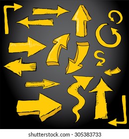 Doodle sketch arrows set for creative design