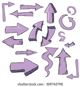 Doodle sketch arrows set for creative design