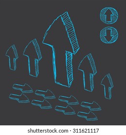 Doodle sketch arrows set for creative design