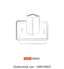 Doodle sketch of Augmented reality concept on white background. Augmented reality doodle art. Cartoon vector illustration. Isolated sketch line art. Icon in hand drawing design style.