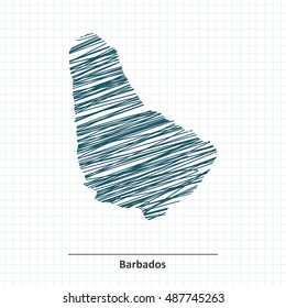 Doodle sketch of Barbados map - vector illustration