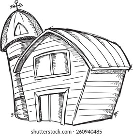 Doodle Sketch Barn Vector Illustration Art