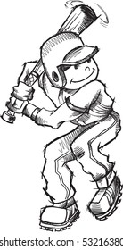 Doodle Sketch Baseball Player Vector Illustration
