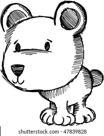Doodle Sketch Bear Vector Illustration
