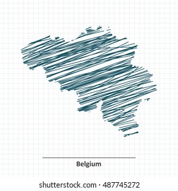 Doodle-Skizze auf der belgischen Karte - Vektorgrafik