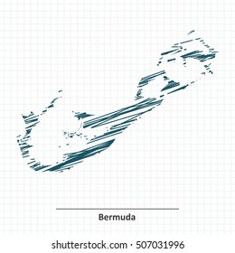 Doodle sketch of Bermuda map - vector illustration