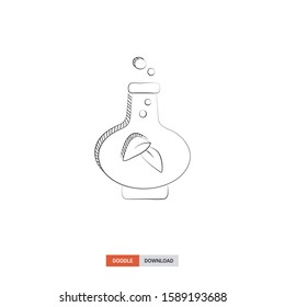 Doodle sketch of bio technology concept on white background. bio technology doodle art. Cartoon vector illustration. Isolated sketch line art. Icon in hand drawing design style.