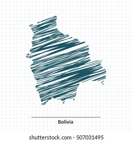 Doodle sketch of Bolivia map - vector illustration