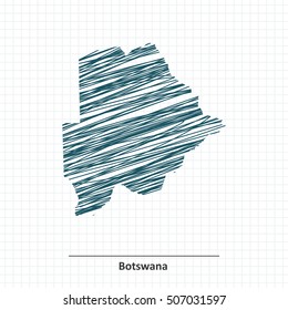 Doodle sketch of Botswana map - vector illustration