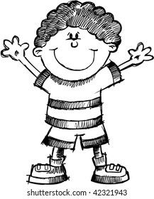 Doodle Sketch Boy Vector Illustration