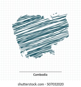 Doodle sketch of Cambodia map - vector illustration