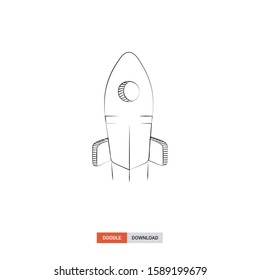 Doodle sketch of Campaign launch concept on white background. Campaign launch doodle art. Cartoon vector illustration. Isolated sketch line art. Icon in hand drawing design style.