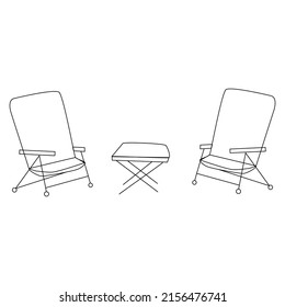 Doodle sketch. Camping folding chair outline.
Concept Camping and picnic.