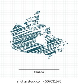 Doodle Sketch Of Canada Map - Vector Illustration