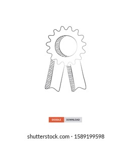 Doodle sketch of Certificate concept on white background. Certificate doodle art. Cartoon vector illustration. Isolated sketch line art. Icon in hand drawing design style.