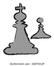 Doodle Sketch Chess King Vector Illustration Art