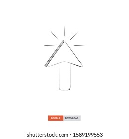 Doodle sketch of Click concept on white background. Click doodle art. Cartoon vector illustration. Isolated sketch line art. Icon in hand drawing design style.