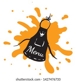 Doodle sketch cook apron, logo for restaurant, menu