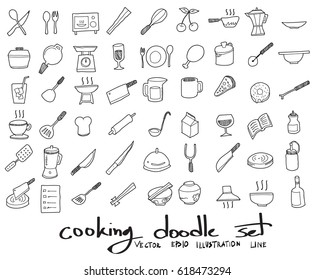 Doodle Sketch Cooking Icons Illustration Vector