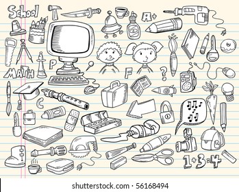 Doodle Sketch Design Elements Vector Illustration Giant Mega Set