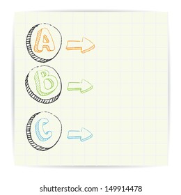 Doodle sketch Design template / can be used for infographics / numbered banners / graphic or website layout vector / speech bubbles and thought bubbles