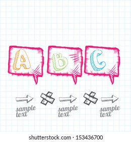 Doodle sketch Design template / can be used for infographics / numbered banners / graphic or website layout vector / speech bubbles and thought bubbles