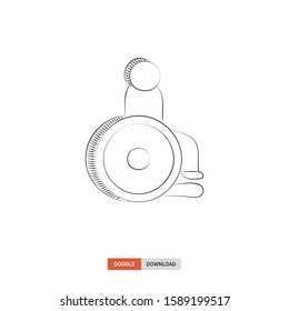 Doodle sketch of Disabled concept on white background. Disabled doodle art. Cartoon vector illustration. Isolated sketch line art. Icon in hand drawing design style.