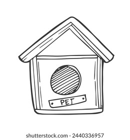 Doodle Sketch Dog House Vector Illustration line
