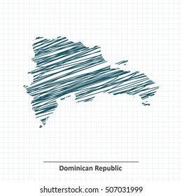 Doodle sketch of Dominican Republic map - vector illustration