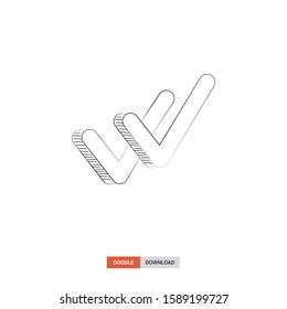 Doodle sketch of double check concept on white background. double check doodle art. Cartoon vector illustration. Isolated sketch line art. Icon in hand drawing design style.