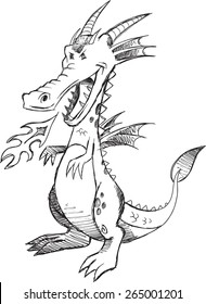 Doodle Sketch Dragon Vector Illustration Art